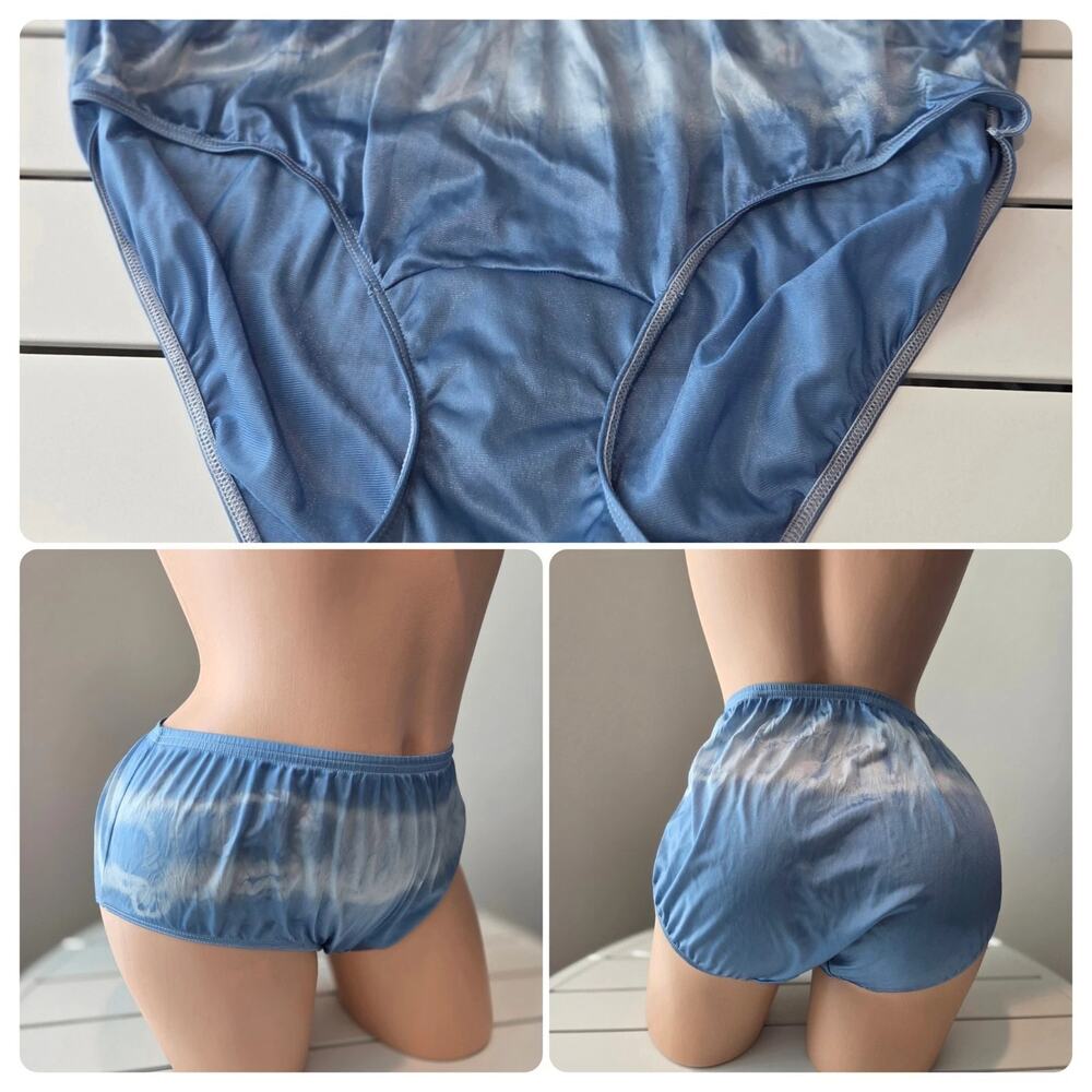 Shadowline 11032 Bikini Panty Shiny Nylon Full Cut Silky Dove Blue Rainbow 10